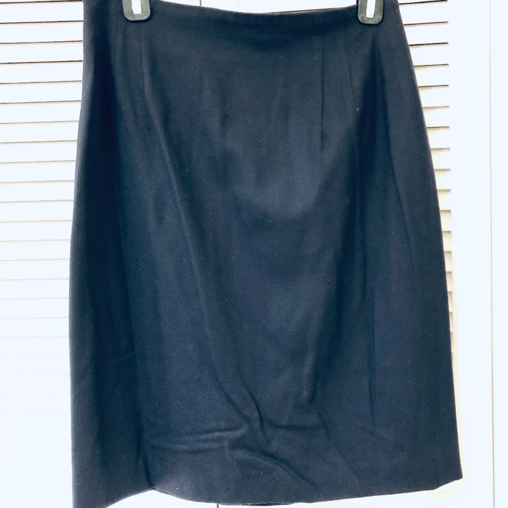 Jones NY Petite Pencil Skirt Black Wool Lined High Waist Knee Length